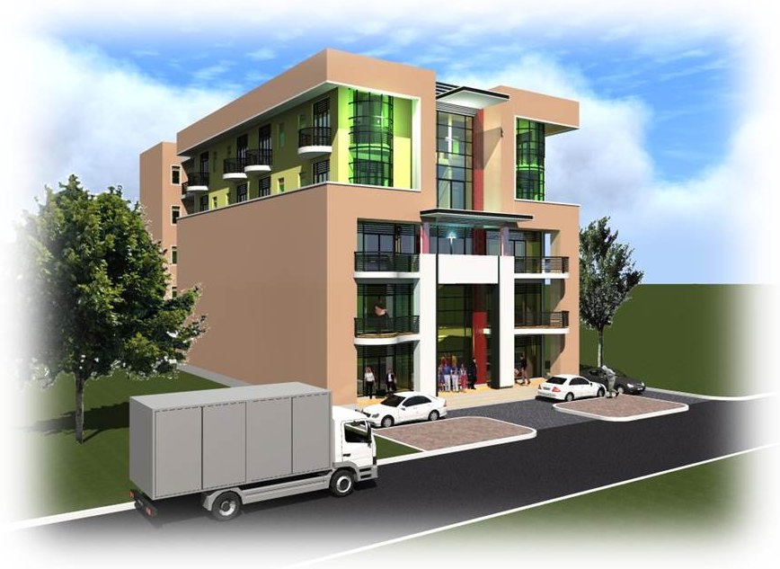 Visualisation of the proposed commercial development on Mutebi Road, Rubaga